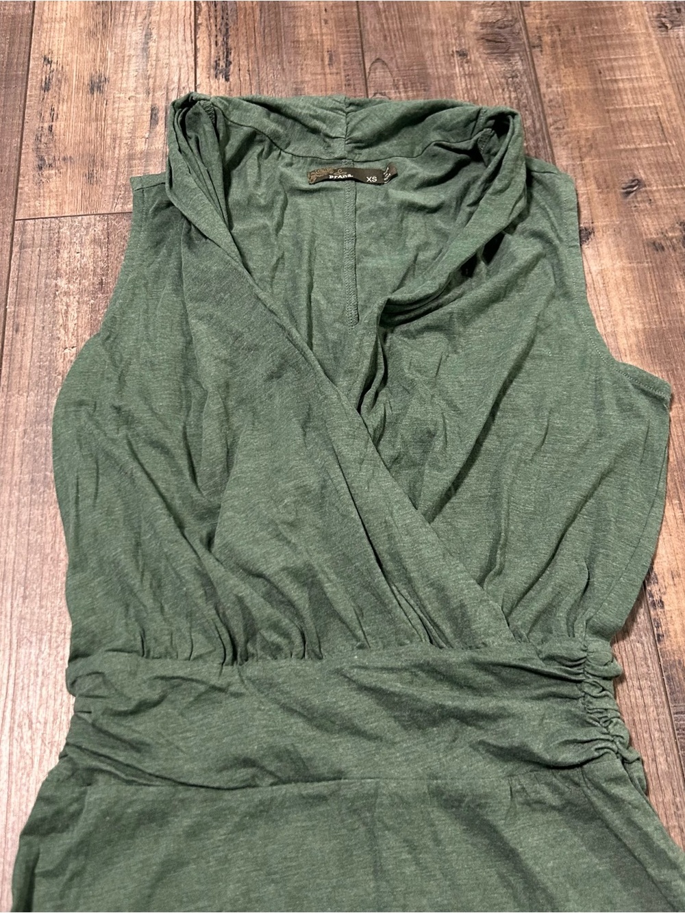 Prana Corissa Sleeveless Mock Wrap Knee Length Dress Green Size XS Draped Neck - Picture 3 of 7